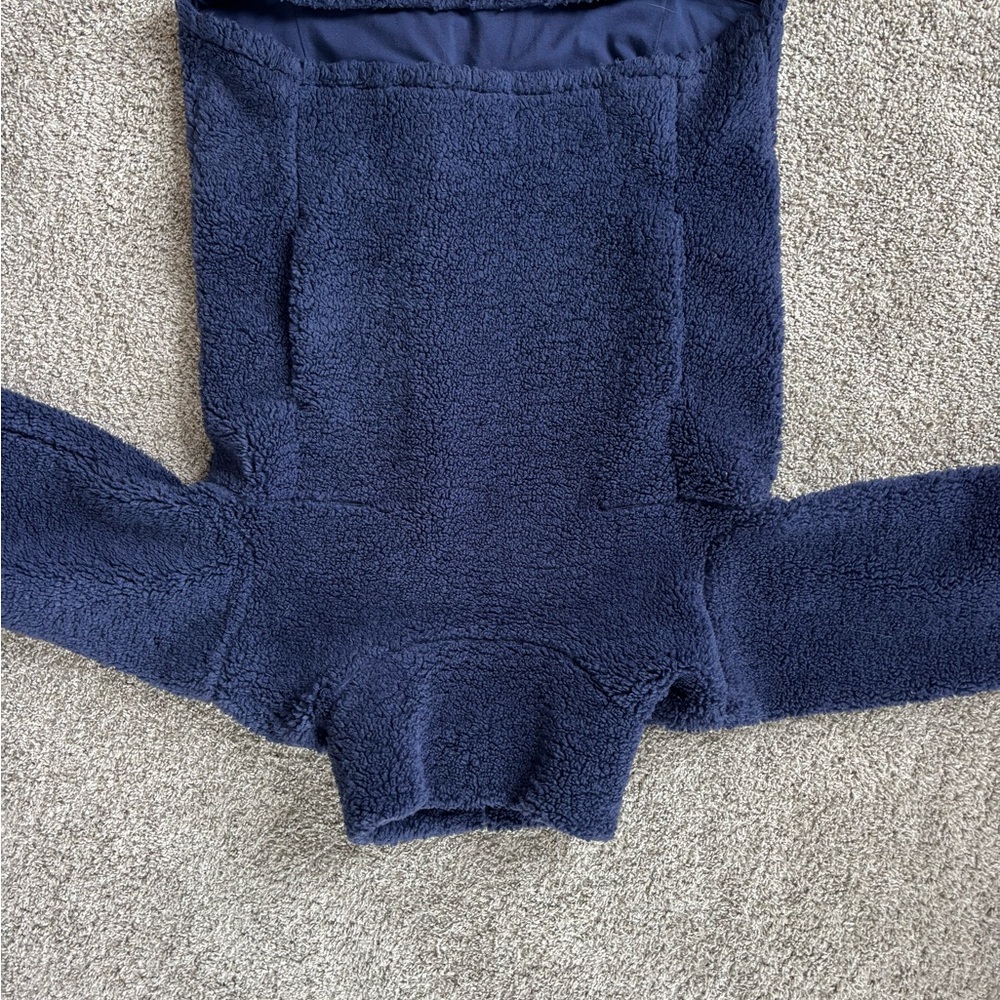Lululemon Warmth Restore Long Pullover Fleece Sherpa Navy Pockets Mock - Picture 8 of 10